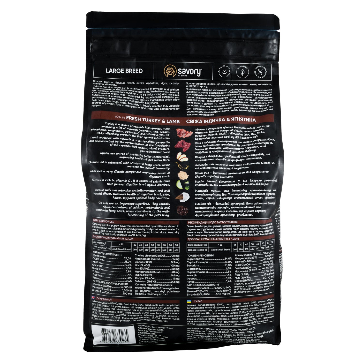 Savory Adult Μεγάλων Φυλών με Γαλοπούλα και Αρνί