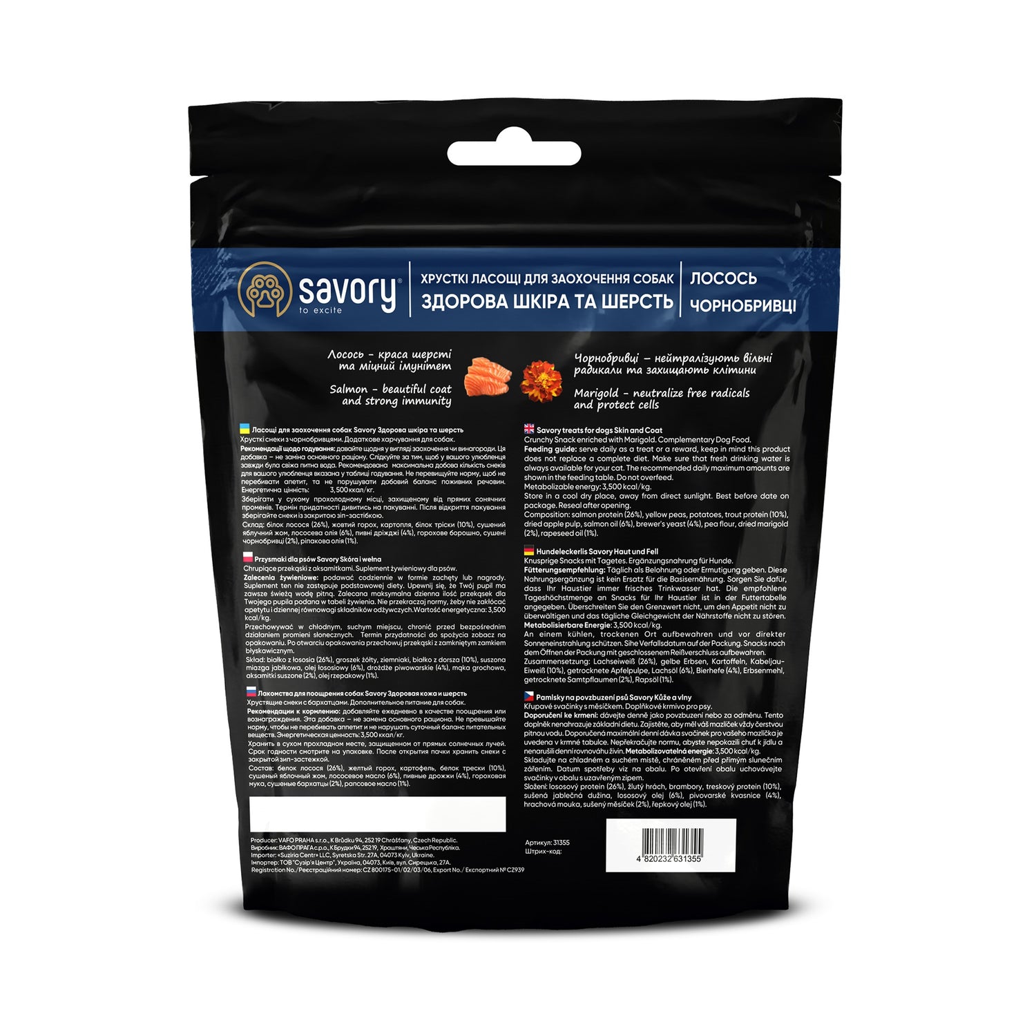 Savory crunchy snacks - Skin and Coat, Salmon & Marigold 200g