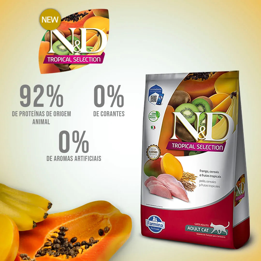 Farmina N&D TropicalFarmina N&D Tropical Selection Adult Chicken – Ξηρά Τροφή για Ενήλικες Γάτες με Κοτόπουλο & Τροπικά Φρούτα