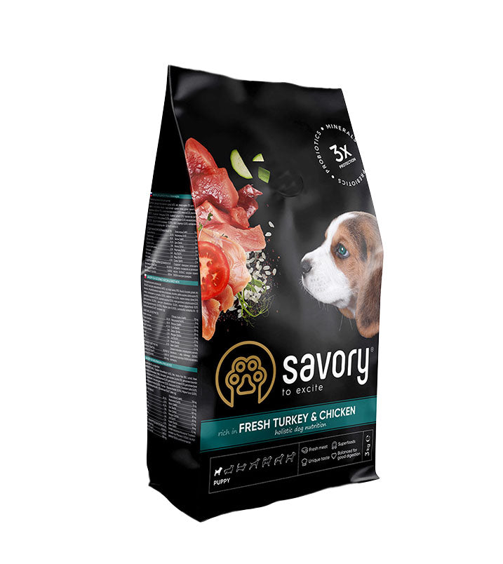 Savory Puppy με γαλοπούλα και κοτόπουλο για κουτάβια όλων των φυλών