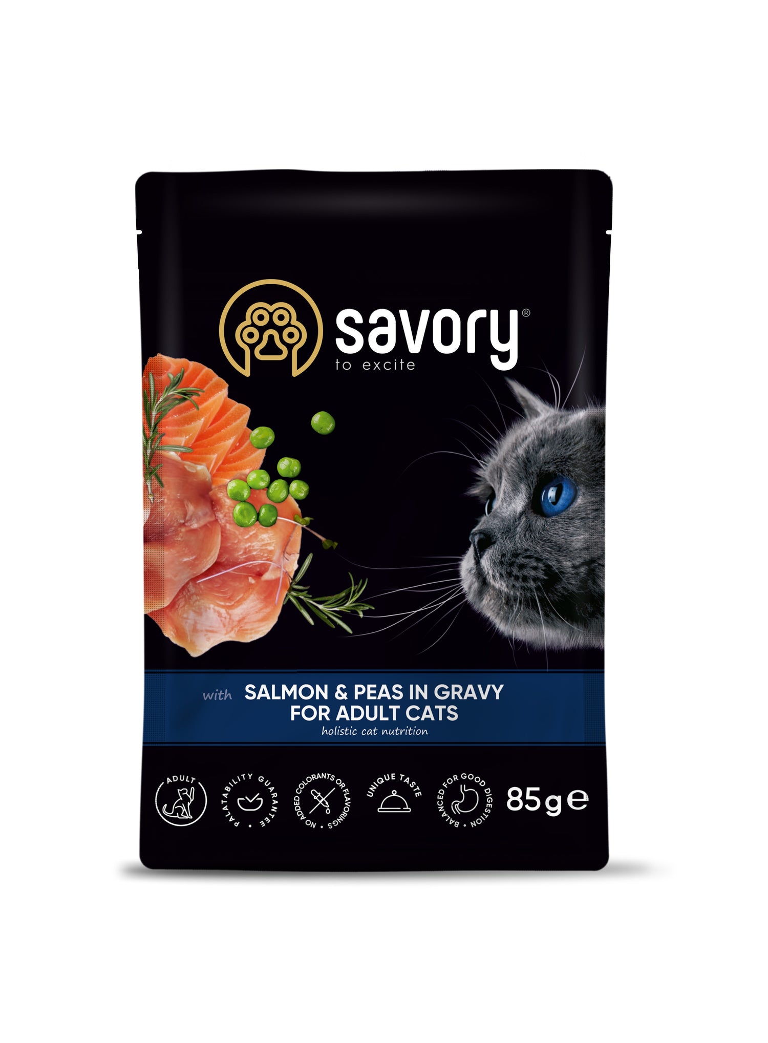 Savory Pouch Ενήλικες Γάτες με Σολομό και Μπιζέλια