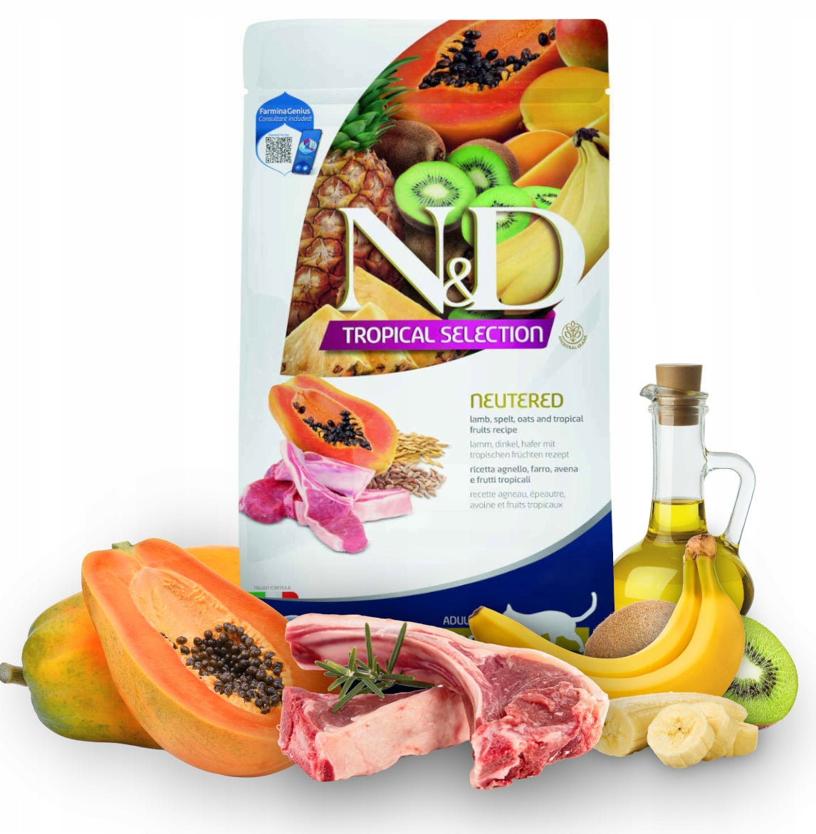Farmina N&D Tropical Selection Neutered Lamb – Πλήρης Τροφή για Στειρωμένες Γάτες με Αρνί & Τροπικά Φρούτα 10kg