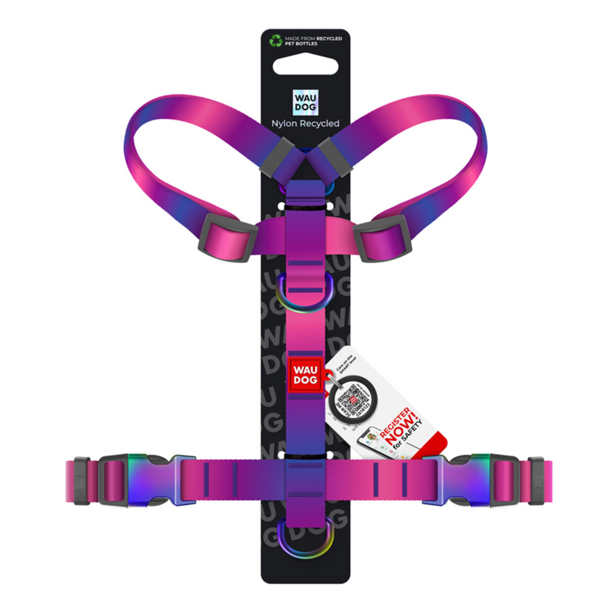 WAUDOG H-Harness Gradient Purple – Ανατομικό Σαμαράκι Σκύλου με QR Passport