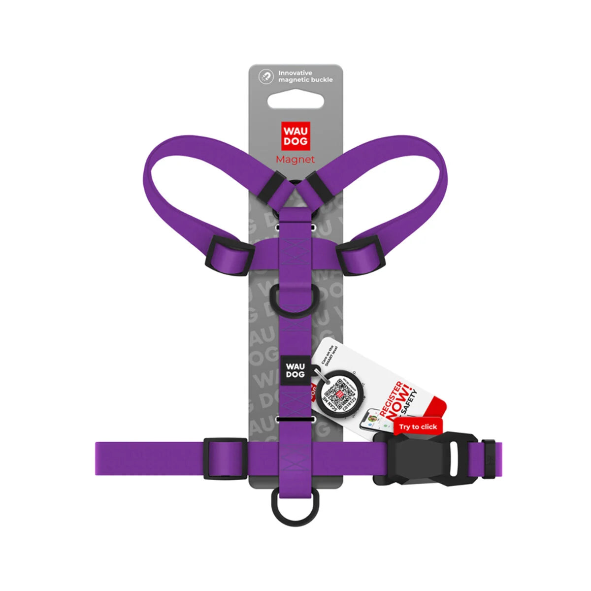 WAUDOG Magnet Dog H-Harness Purple with QR Passport – Μαγνητικό Σαμαράκι Σκύλου από COLLARTEX